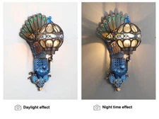 Antique Vintage Peacock Wall Light Waterproof Fixture Wall Sconce Porch Lamp