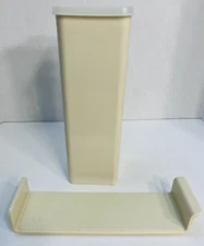 Tupperware Cheese Cracker Keeper #1696-6 Almond W/Tray Sheer Lid Vintage