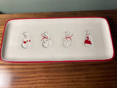 NWT Williams-Sonoma Snowman Platter w/4 Snowmen