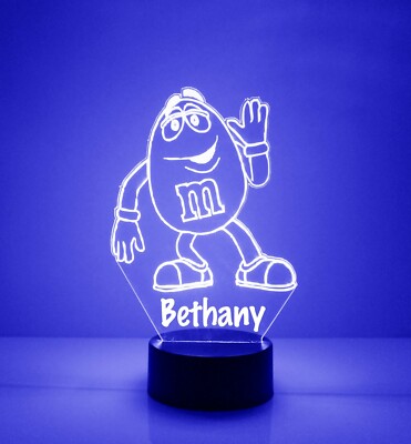 M&M Candy Character, Personalized LED Night Light Lamp, with