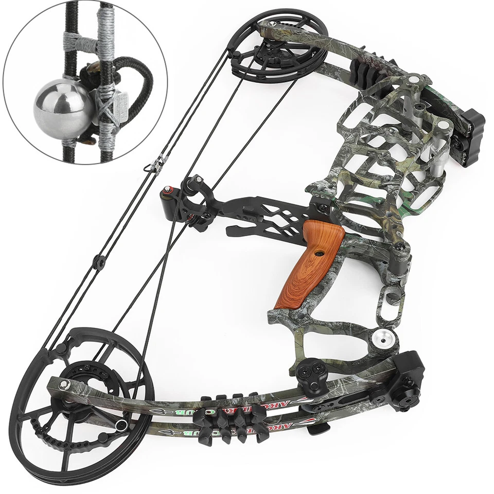 30-60lbs Compound Bow Kit 25" Steel Ball Arrows Archery Fishing Hunting RH LH - Image 3 of 4