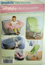 Simplicity 4636 Shopping Cart, Glider Chair, Stroller, Car Seat Cover UC Pattern