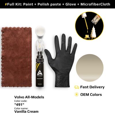 Touch up Paint for Volvo Code: 491 Vanilla Cream Easy Apply Scratch Repair