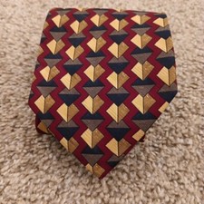 Robert Talbott Necktie Maroon Red Geometric S...