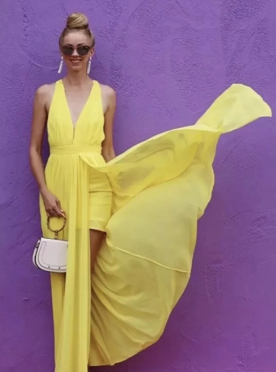 NEW Free People Bariano Athea Gown Size Small Yellow Prom Maxi