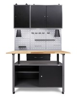Ondis24 Werkstatt Set 120 Cm Werkbank Metall Werkzeugschrank Lochwand Haken Led