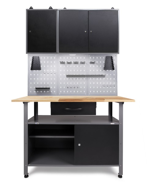 Ondis24 Werkstatt Set 120 Cm Werkbank Metall Werkzeugschrank Lochwand Haken Led-image