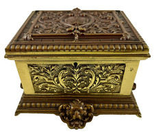 Antico cofanetto portagioie italiano ROCOCO rinascimentale rame e ottone art nouveau