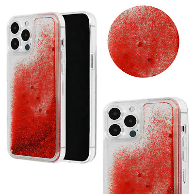 FÜR SAMSUNG GALAXY M22 4G - LIQUID HERZ Hülle Flüssig Case Tasche Glitzer ROT
