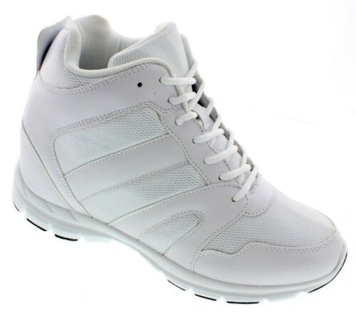 CALTO G3329 - 4 Inch Elevator Height Increase Mesh Sporty Glacier White Sneakers - Picture 1 of 14