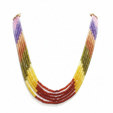 Multi Zircon Beads 5 Strand Necklace 16 Inch Faceted Gradient Jewelry