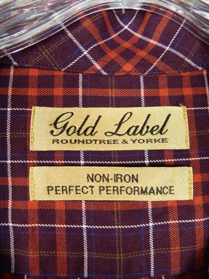 Gold Label Roundtree & Yorke Mens Large Burgundy Plaid Long Sleeve Shirt - Image 3 of 4