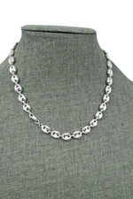 Sterling Silver Puffy Mariner Link Necklace 18" 8.5mm