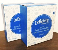 Dr. Brown's Milestones  Narrow Sippy Straw Bottle w/Silicone Handles 2pk Sealed