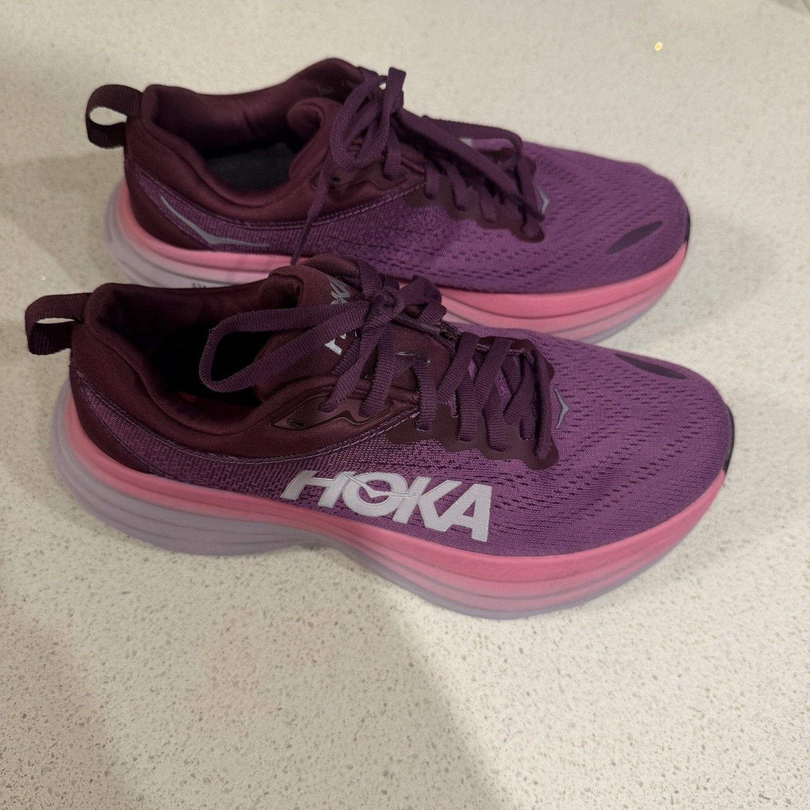Hoka Bondi 8 Shoes Womens 6.5 Purple Grape Athletic Running Sneakers