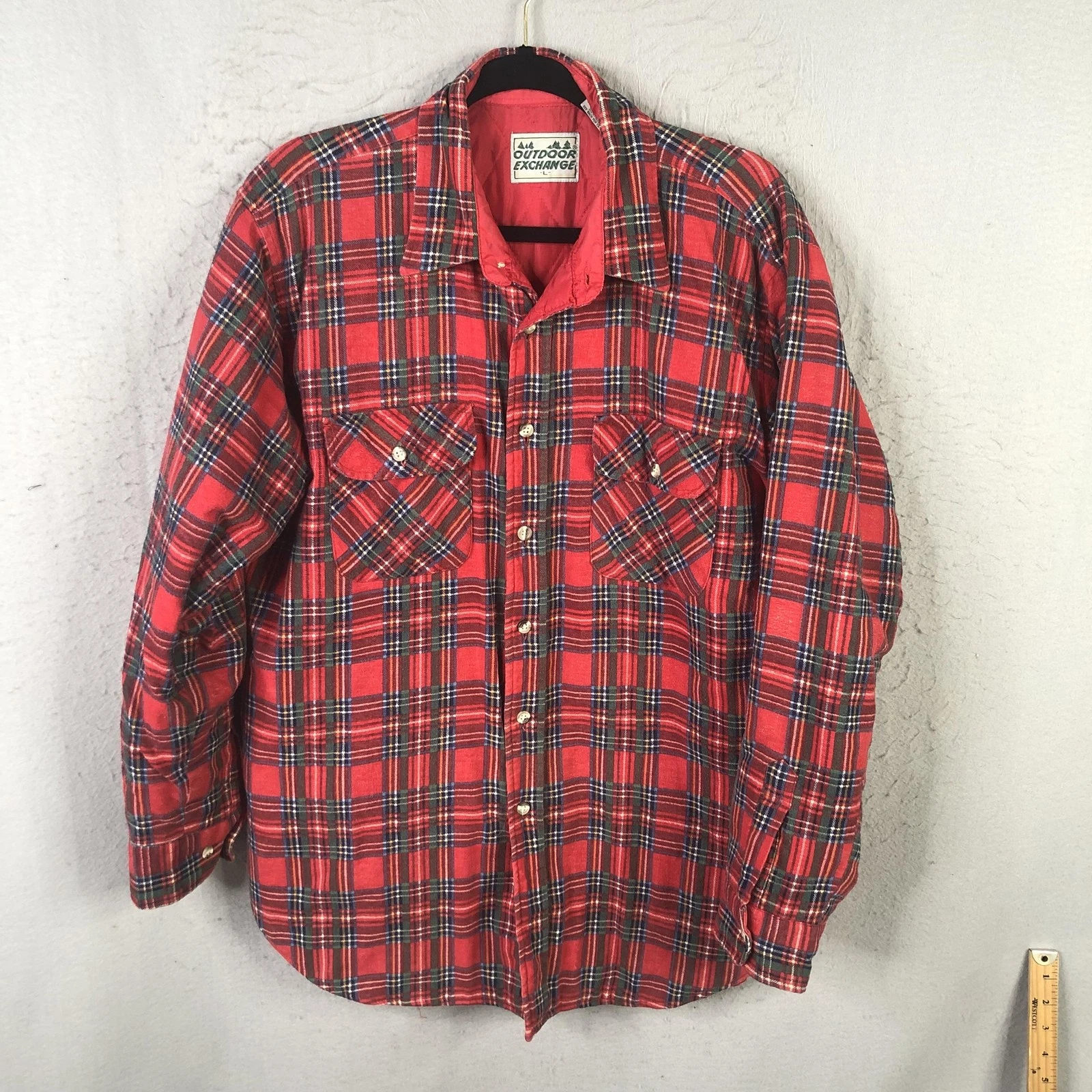 Outdoor Exchange Shirt Jacket Mens Large Red Plaid Quilted Flannel Shacket
Opens in a new window or