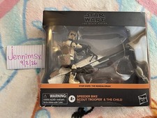 Star Wars Mandalorian Black Series Speeder Bike Scout Trooper & The Child NIB