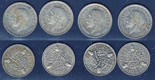 UK Great Britain 1932 x4 SILVER 3d coins