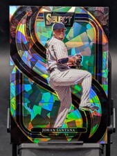 2025 Panini Select Premier Level Johan Santana #129 Cracked Ice Prizm