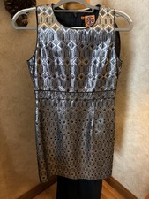 Tory Burch Sleevelss Silver/Black Sheen Dress Size 6 ~NEW~
