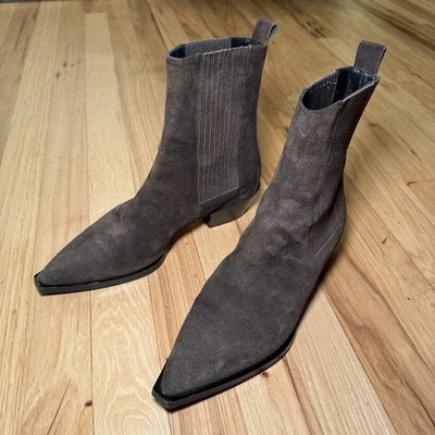 AEYDE Belinda Belinda Pointed Toe Block Heel Ankle Boots Brown Suede 36 EU
