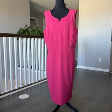Talbots Sleeveless Sheath Hot Pink Dress 16 Academia Office Preppy Barbie