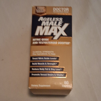 Ageless Male Max Nitric Oxide & Testosterone Booster 60 Caps 600 mg Exp 1/2026
