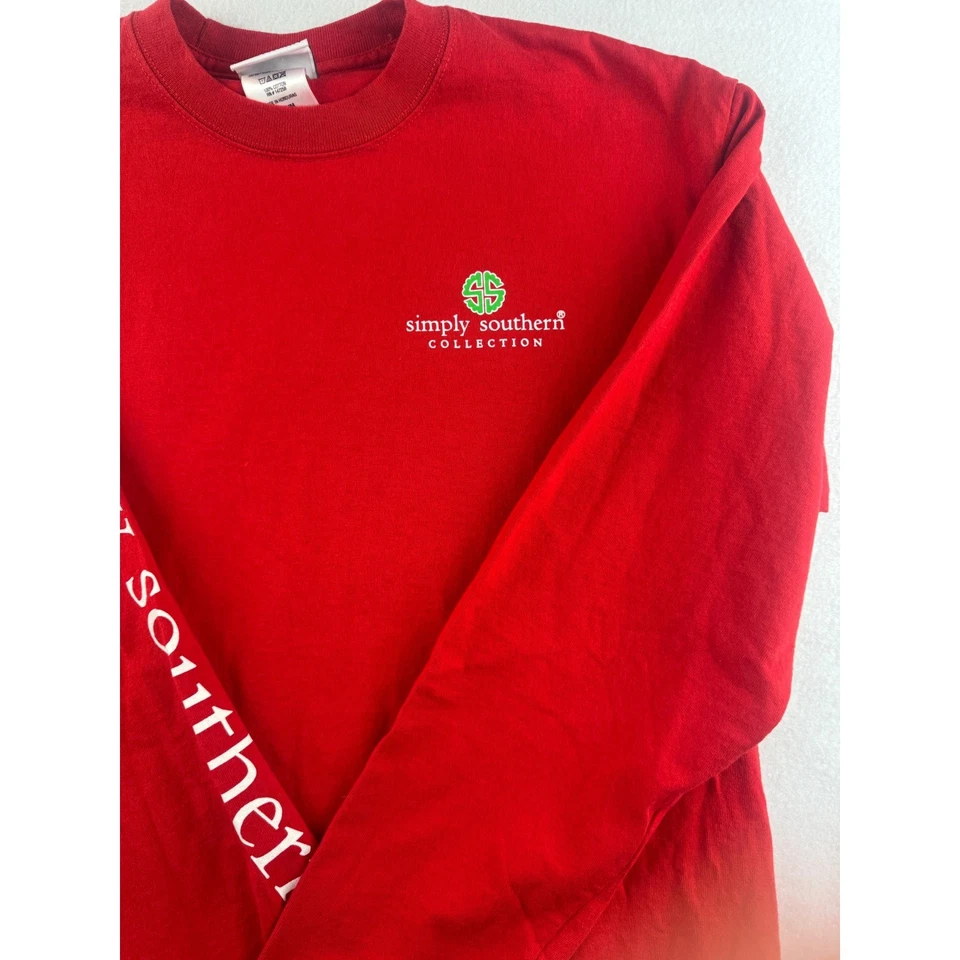 Camiseta Simply Southern Roja Manga Larga Feliz Navidad Gráfico Búho Para Mujer M Foto 3 de 4