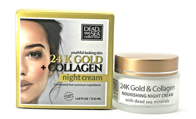 Dead Sea Collection 24K Gold Collagen Night Cream 1.69oz Anti Aging Firming Glow