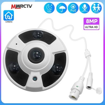 4K Audio 8MP Fisheye POE  Panoramic Security Camera  360 Degree for NVR