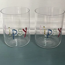 Anthropologie Love Notes Juice Glass Bisous Set of 2