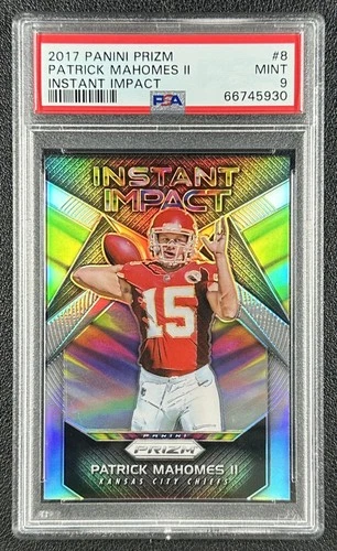 PATRICK MAHOMES II PSA 9 2017 PANINI PRIZM #8 ROOKIE INSTANT IMPACT SILVER 5930