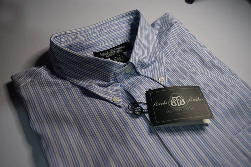 Camisa Brooks Brothers Country Club Algodón Abotonada XL/R Azul Rayas Nueva con Etiquetas Caja Foto 2 de 4