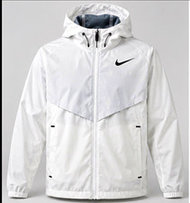 Nike Storm-FIT Hooded Windbreaker Jacket White Gray Men’s M Polyester Full Zip