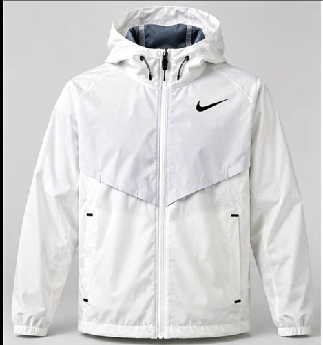 Nike Storm-FIT Hooded Windbreaker Jacket White Gray Men’s M Polyester Full Zip - product listing photo