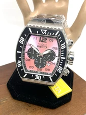 Invicta Men's Watch 47286 Pro Diver Pink Dial Quartz Black Rubber Strap 51mm