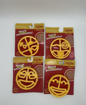Bentoogy Sandwich Cutter. Wise Guy Smoochy Emily Sweetheart 4 Pack Emoji Faces