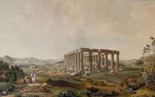 1819 Hand-Colored Engraving Temple of Apollo Epicurius Bassae Dodwell Medland