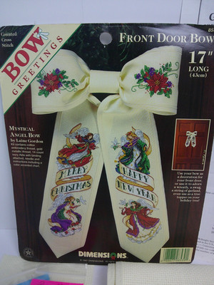 Dimensions 17'' Holiday Mystical Angel Front Door Bow Christmas Cross Stitch Kit