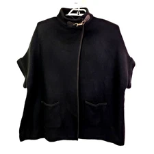 Apt 9 Womens One Size Black Knit Short Sleeve Formal Poncho Sweater