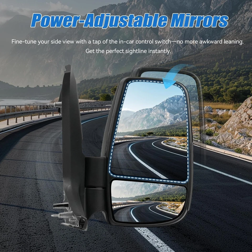 Espelho de porta Ford Transit 2015-2025 lado direito do passageiro braço curto placa anti-viragem - Imagem 2 de 4