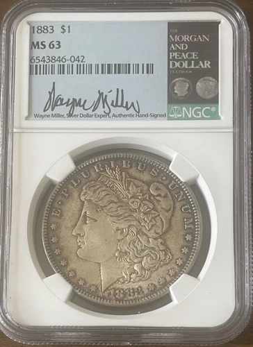 1883 Morgan Silver Dollar NGC MS 63 Wayne Miller Signed Toning