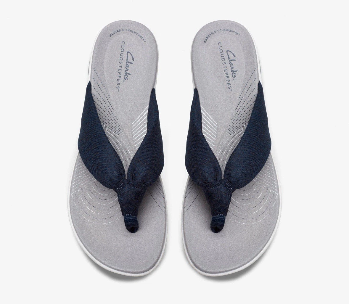 Sandali Clarks CloudSteppers donna blu navy grigio 10 M zeppa nuovi Arla Glison