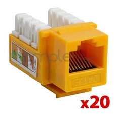 20x Cat6 RJ45 Punch Down Keystone Jack CAT6 Network Ethernet RJ45 Yellow Lot NEW