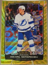 2022-23 O-PEE-CHEE Platinum #123 Mikhail Sergachev Neon Yellow Surge OPC Hockey