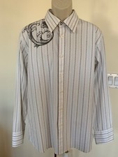 Two a.m. Slim Fit Mens Casual Shirt White Patterns Button Down Long Sleeve Sz XL