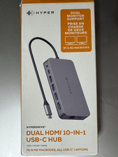 Hyper HyperDrive Dual HDMI 10-in-1 USB-C Hub for M1/M2 MacBooks pro Gray