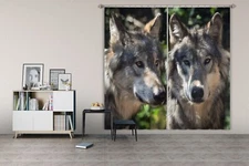 3D Grey Wolf ZHUA3650 Animal Photo Curtain Window Blockout Fabric Amy 2023
