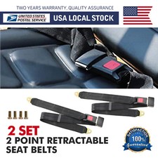 2pack Carbus Seat Belts 2 Point Seatbelts Trucks Safety Strap Retractable Black