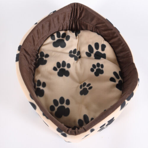 Katzenbett Hundebett Tierbett Körbchen Plüsch 54x48cm Beige-Braun Hund Katze - Bild 3 von 6